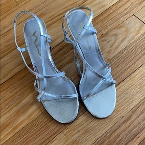 Silver strappy Nina heels